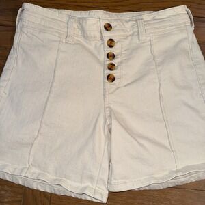 Pilcro and The Letterpress Shorts 25 Anthro Slim Boyfriend 5.5" Ivory Button Fly